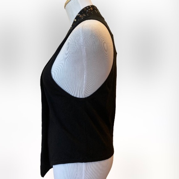 Vintage GAP Black Sequins Holiday Beaded Silk/Cotton Sweater Vest XS NWT - Picture 3 of 4